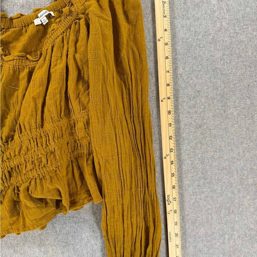 Madewell Yellow Puff Sleeve Smocked Blouse‎